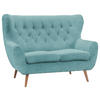 2-SITZER-SOFA Cord Türkis  - Türkis/Eichefarben, Design, Holz/Textil (137/101/95cm) - Stylife
