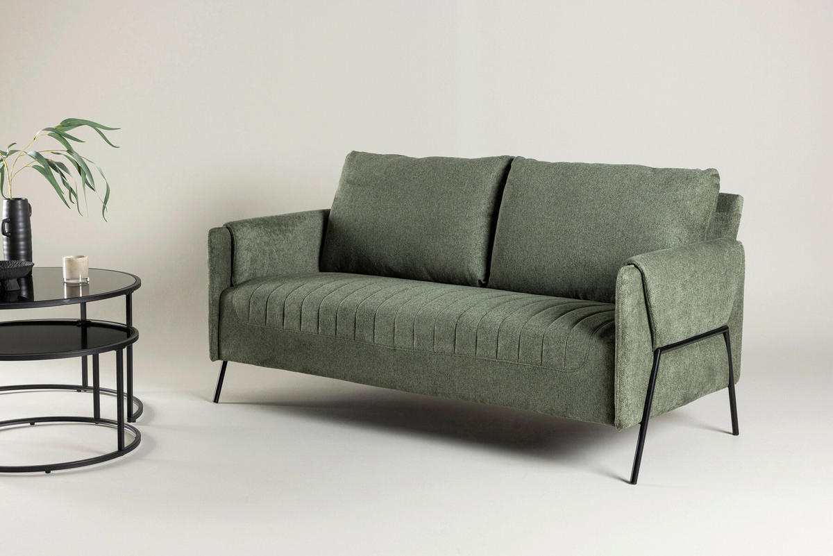 2-SITZER-SOFA Grün, Schwarz  - Schwarz/Grün, MODERN, Textil/Metall (165/85/77cm) - Livetastic