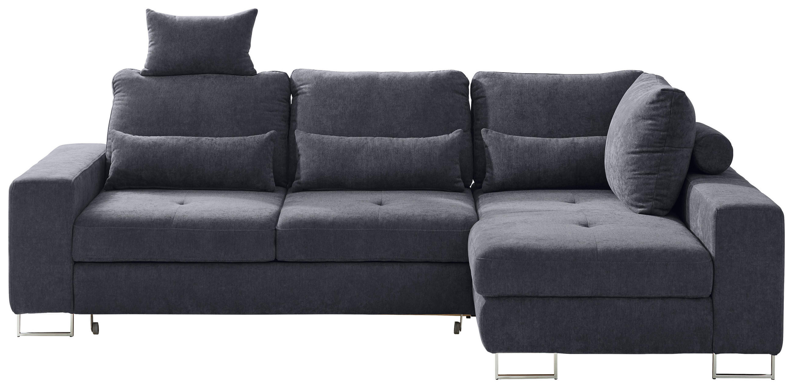 ECKSOFA  in Flachgewebe Schwarz  260/188 cm  - Schwarz, Design, Textil/Metall (260/188cm) - Hom`in