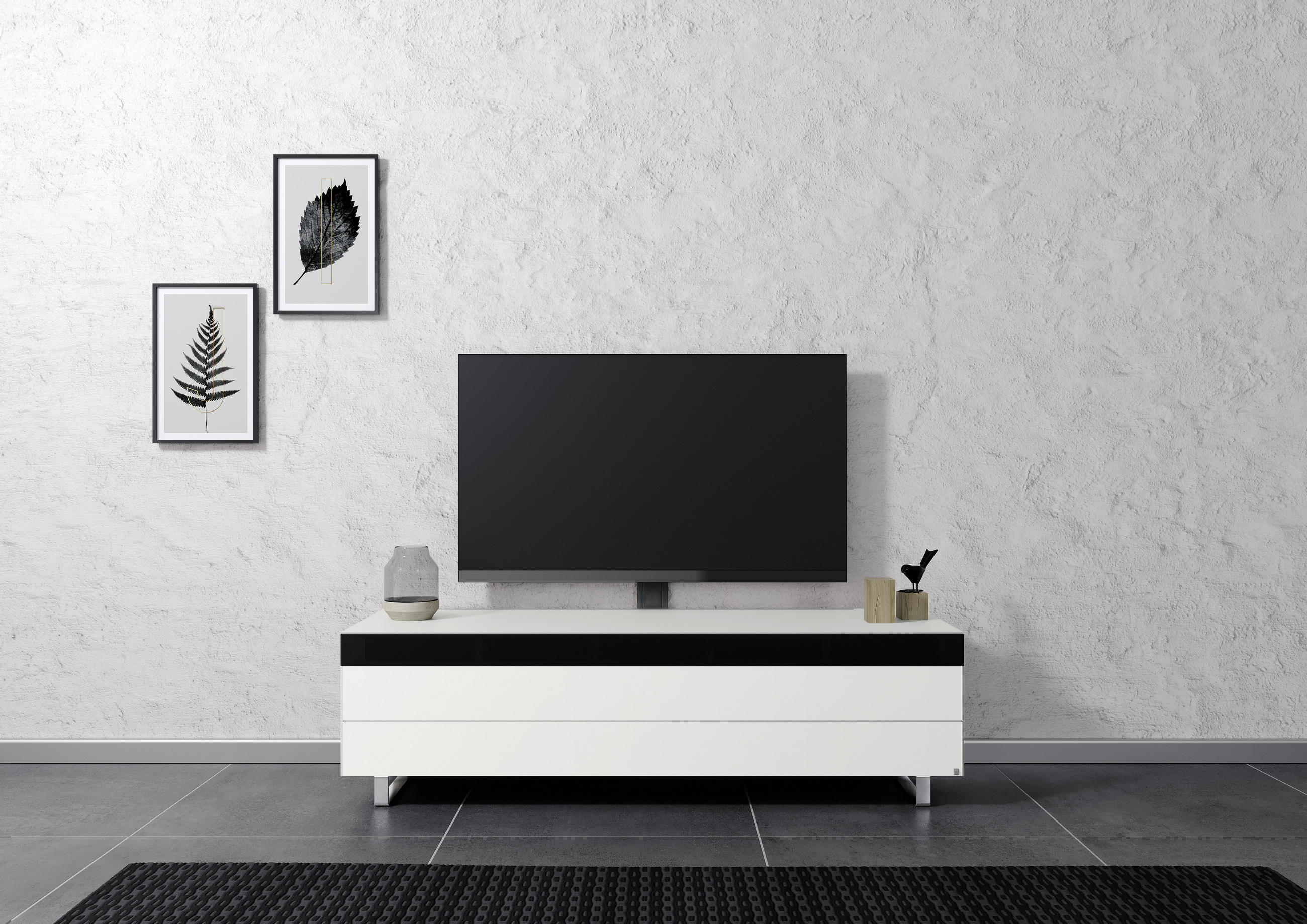 TV-ELEMENT - Chromfarben/Schwarz, MODERN, Glas/Holzwerkstoff (175,5/50,5/57,0cm) - Musterring