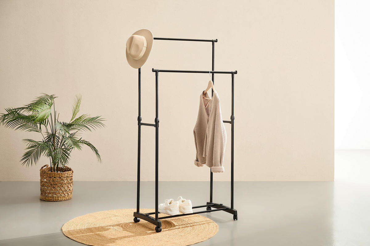 KLEIDERWAGEN in Schwarz 80/90-160/41 cm   - Schwarz, Basics, Kunststoff/Metall (80/90-160/41cm) - Boxxx
