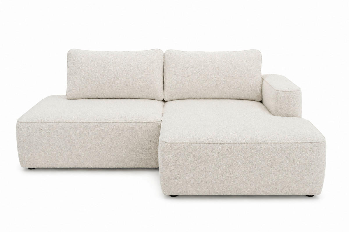 ECKSOFA FREDO Creme Bouclé  - Creme/Schwarz, Design, Kunststoff/Textil (233/150cm) - MID.YOU