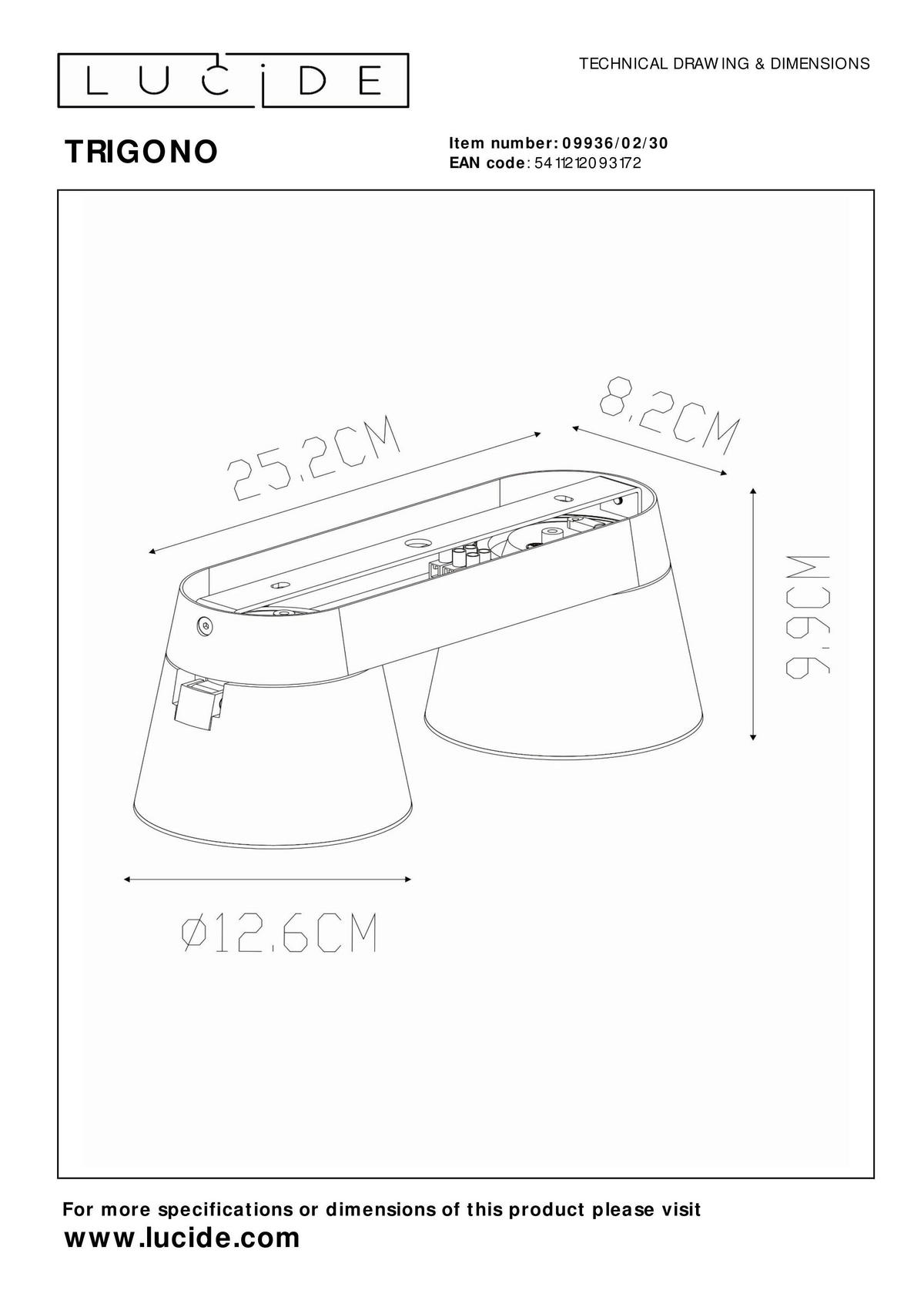 STRAHLER Trigono 25.2/12.6/9.9 cm   - Schwarz, Design, Metall (25.2/12.6/9.9cm) - Lucide