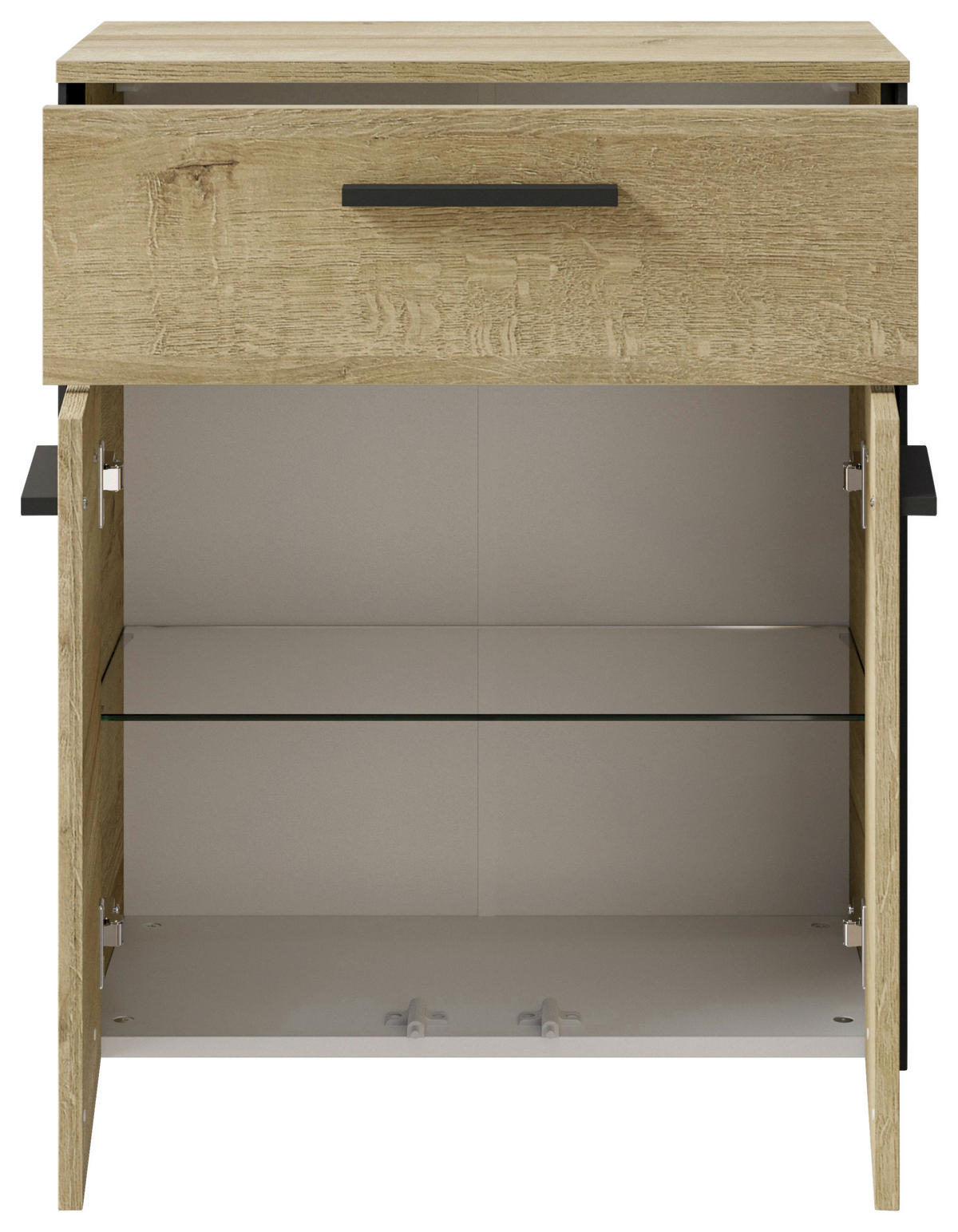 UNTERSCHRANK 60/72/33 cm   - Eichefarben/Schwarz, Natur, Glas/Holzwerkstoff (60/72/33cm) - Xora