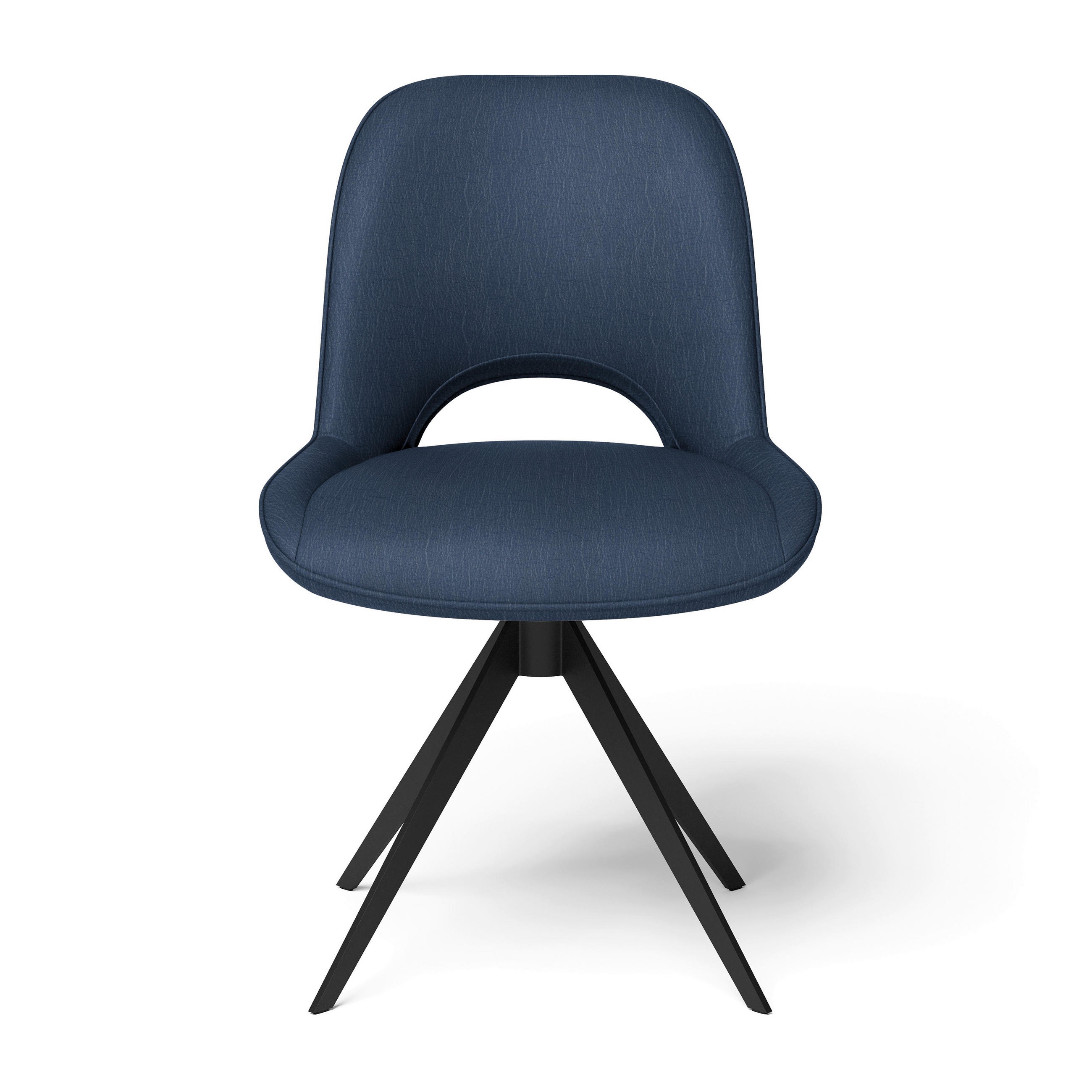 STUHL Echtleder Blau  - Blau/Schwarz, Design, Leder/Metall (53/86/61cm) - Joop!