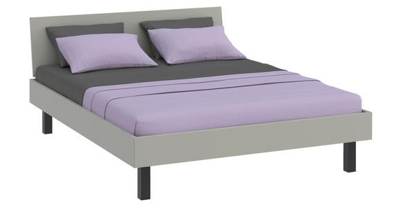 BETT 160/200 cm  in Hellgrau  - Hellgrau/Schwarz, Design, Holzwerkstoff/Metall (160/200cm) - Xora