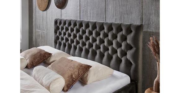 POLSTERBETT gepolstertes Kopfteil Grau 180/200 cm  - Schwarz/Grau, KONVENTIONELL, Kunststoff/Textil (180/200cm) - Carryhome