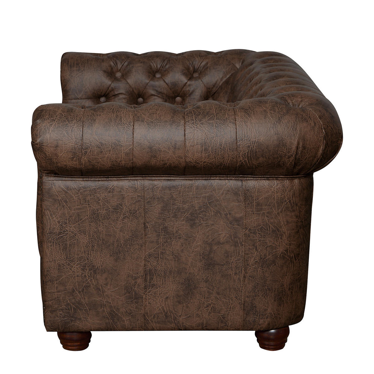 2-SITZER-SOFA YORK Lederlook Dunkelbraun  - Dunkelbraun/Braun, Design, Holz/Textil (148/72/86cm) - P & B