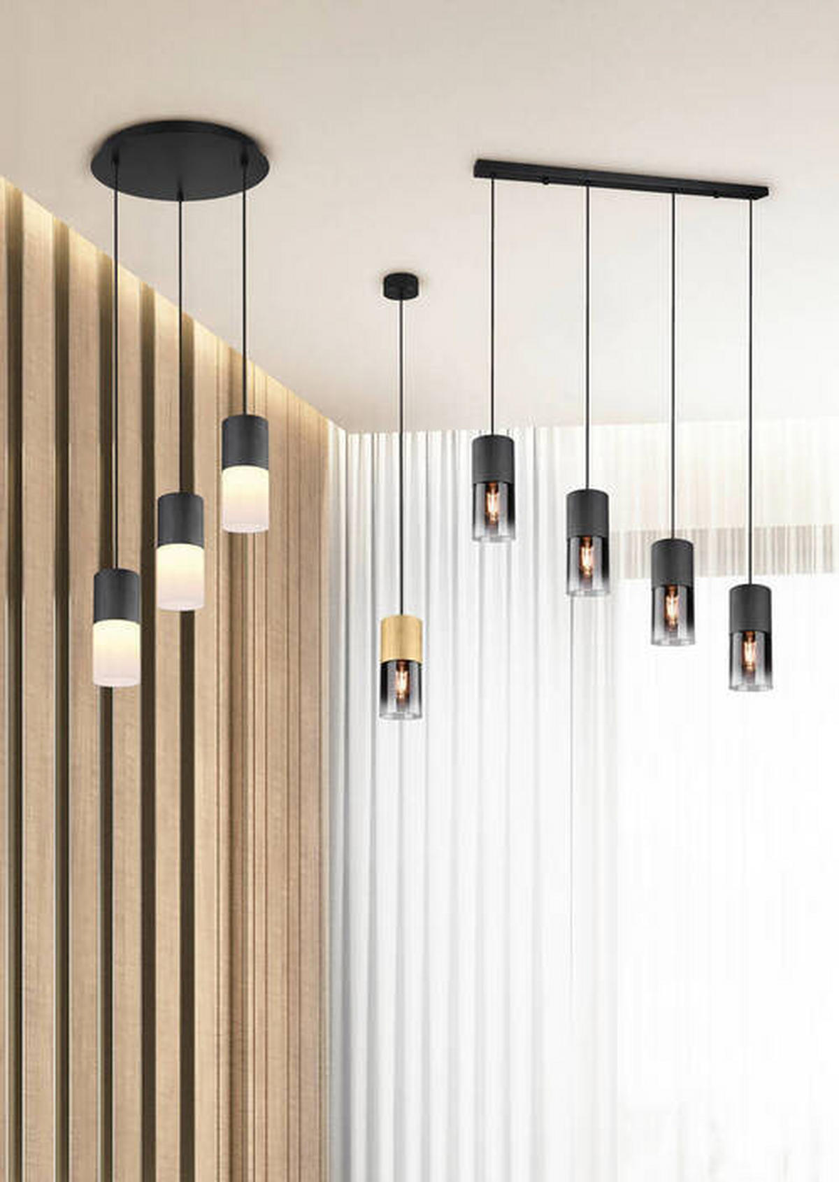 HÄNGELEUCHTE 10/150 cm    - Anthrazit/Messingfarben, Design, Glas/Metall (10/150cm) - Trio Leuchten