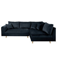 ECKSOFA Ariella in Samt Dunkelblau  231/161 cm  - Naturfarben/Dunkelblau, Design, Holz/Textil (231/161cm) - Livetastic