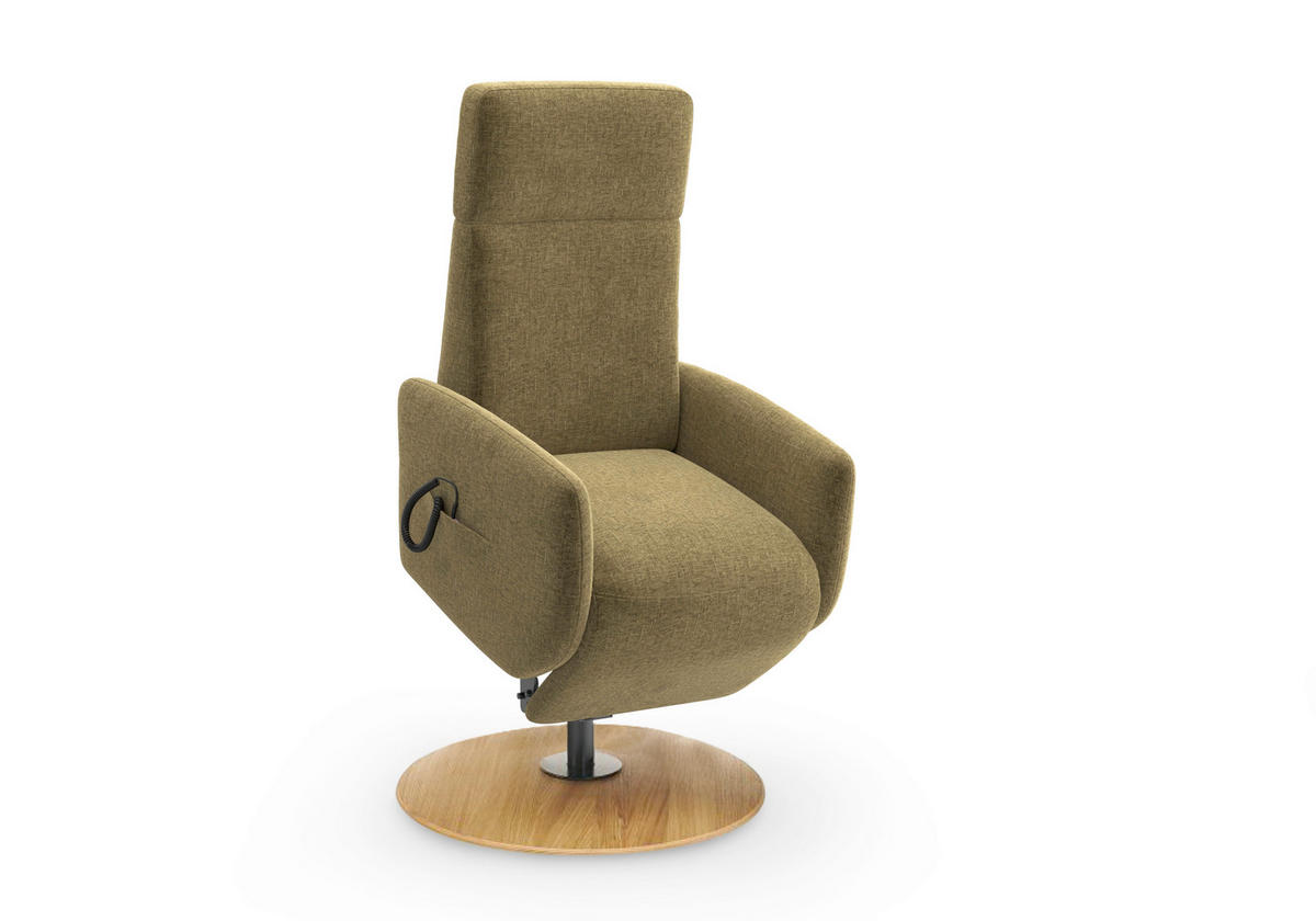 RELAXSESSEL Flachgewebe Aufstehhilfe    - Eichefarben/Olivgrün, KONVENTIONELL, Holz/Textil (71/110/82cm) - Sit & More