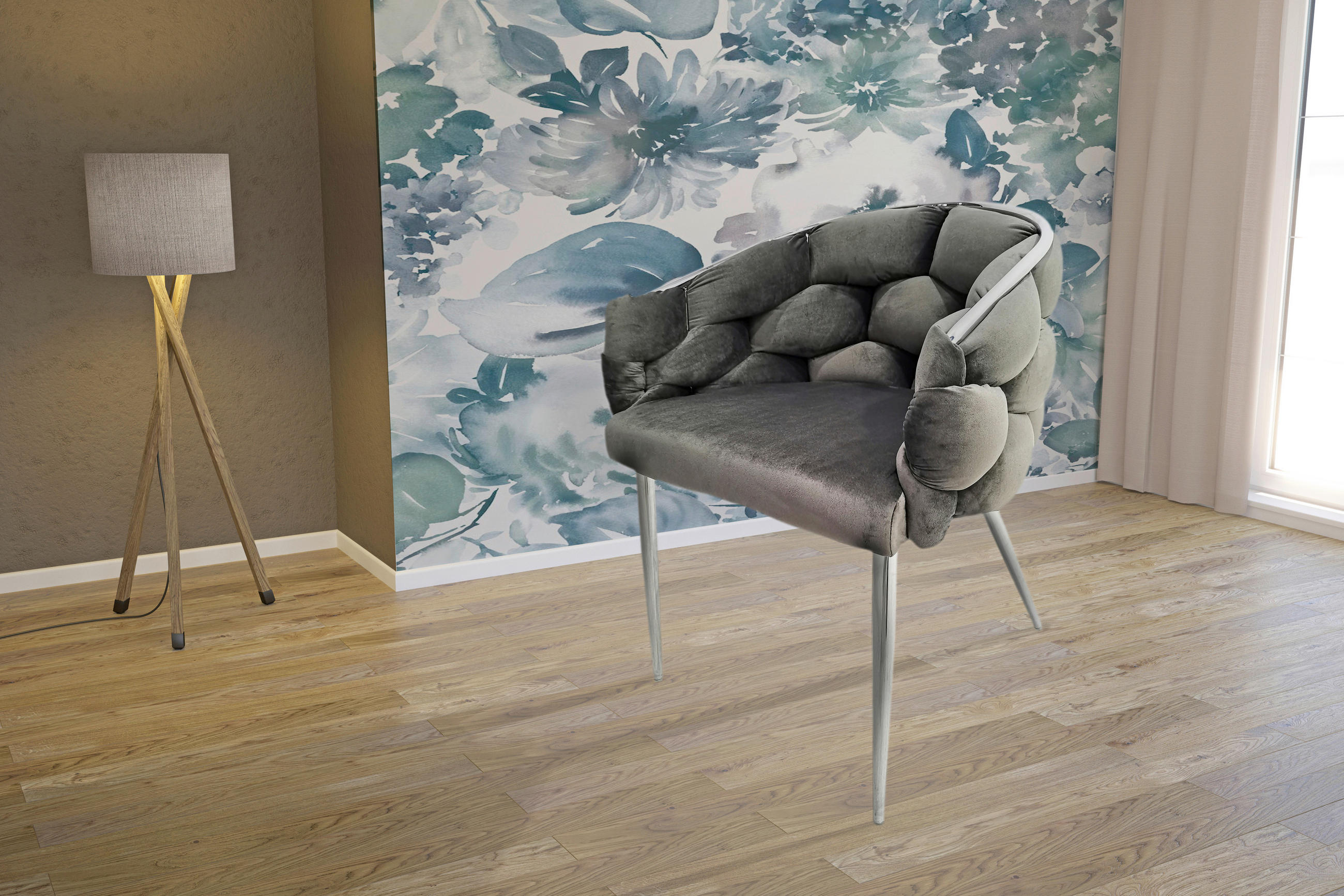 SADA ŽIDLÍ S PODRUČKAMI 2 kusy - barvy stříbra/antracitová, Moderní, kov/textil (65/79/61cm) - MID.YOU