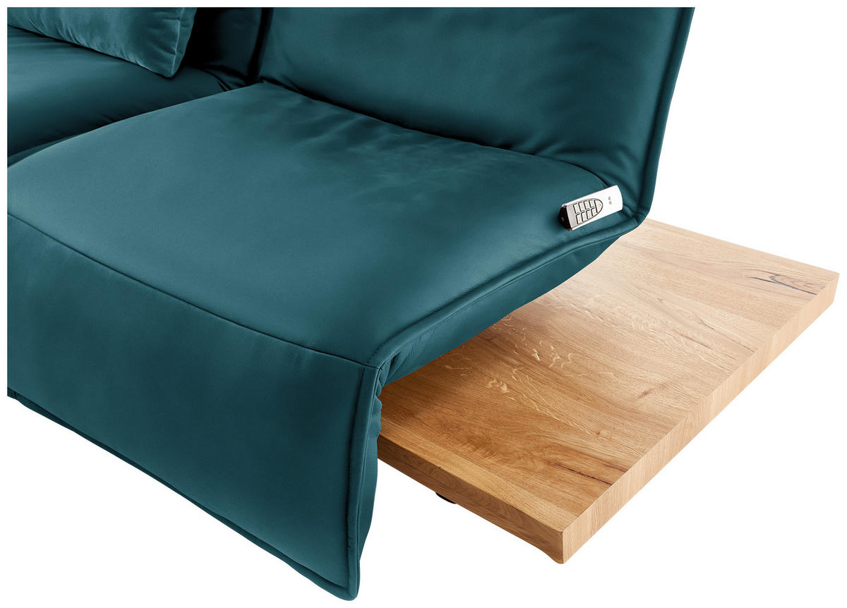 2-SITZER-SOFA in Leder Petrol  - Eichefarben/Petrol, Natur, Leder/Holz (240/63/115cm) - Koinor
