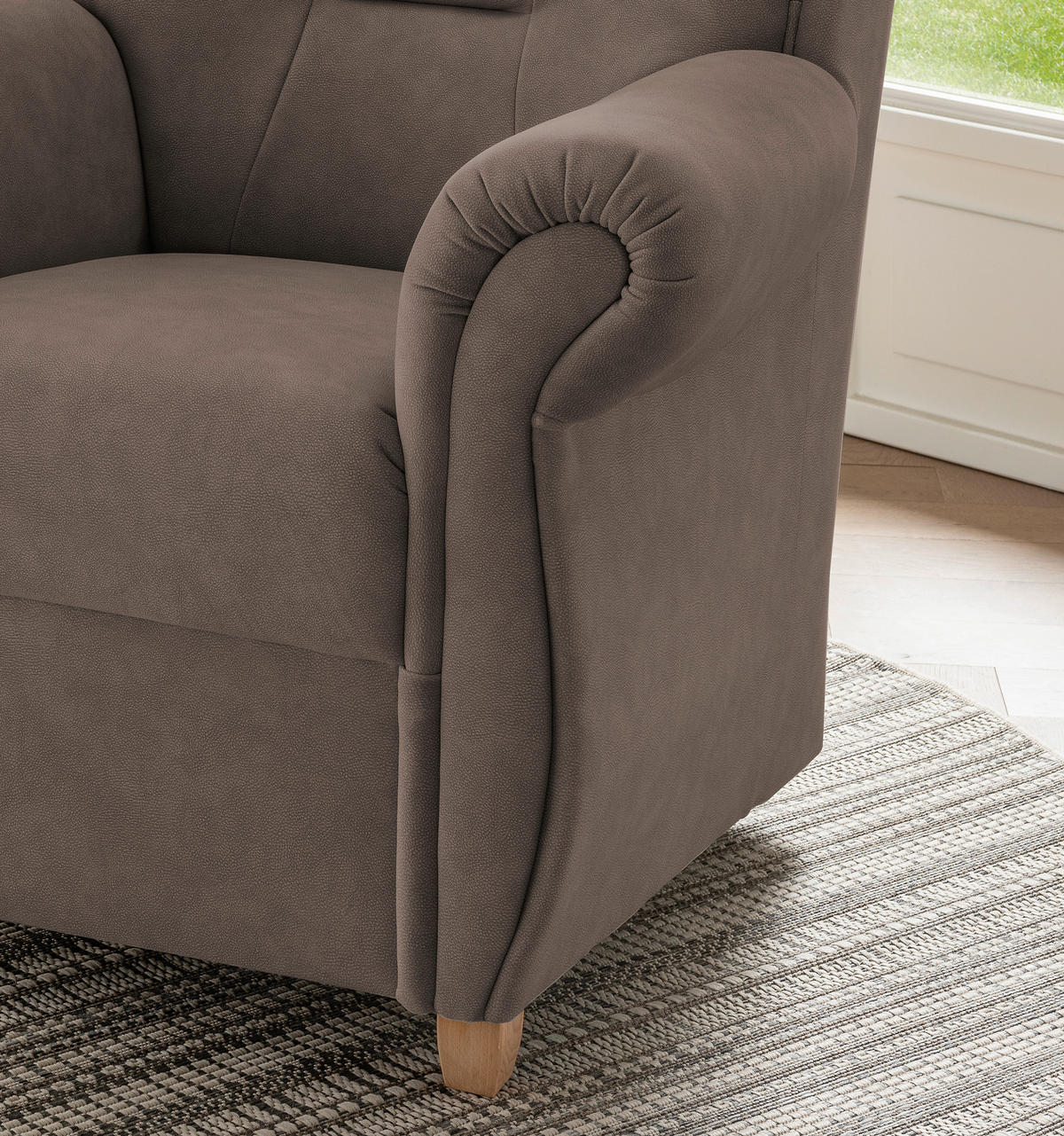 SESSEL Mikrofaser Braun  - Wildeiche/Braun, Konventionell, Holz/Textil (91/100/88cm) - Livetastic