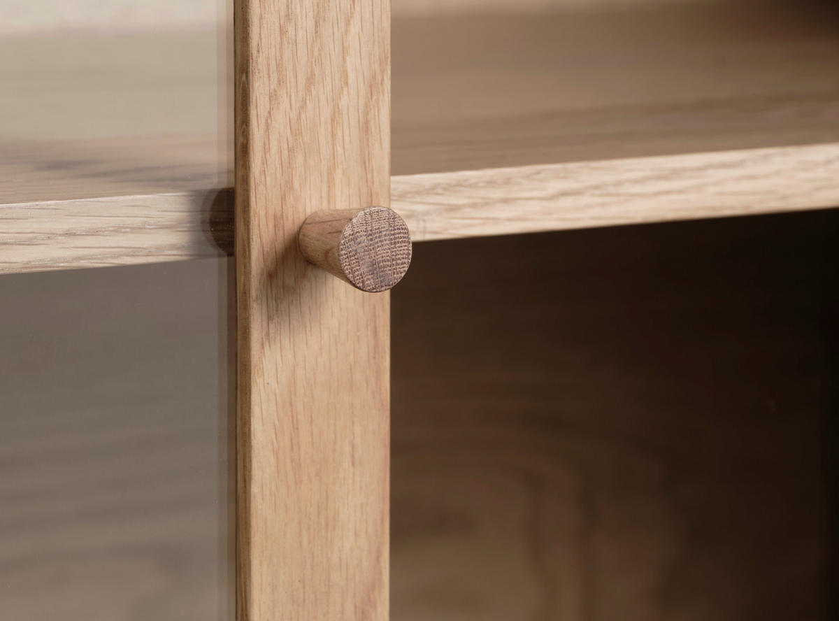 VITRINE in massiv, teilmassiv Eiche Eichefarben  - Eichefarben, Basics, Glas/Holz (90/190/40cm) - Boxxx