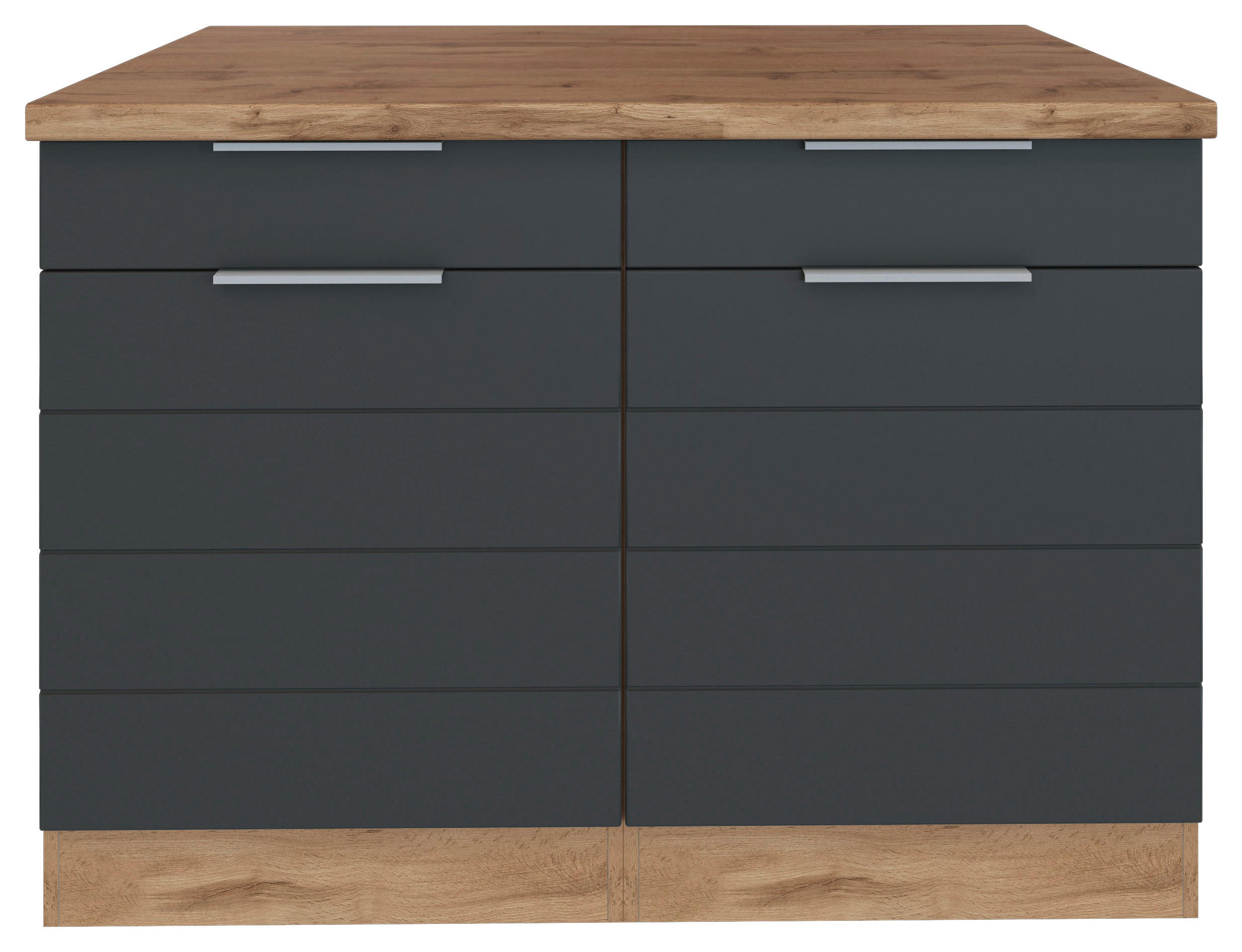 KÜCHENUNTERSCHRANK 120/86/60 cm  in Grau, Eiche Wotan  - Eiche Wotan/Grau, Design, Holzwerkstoff/Metall (120/86/60cm) - Held