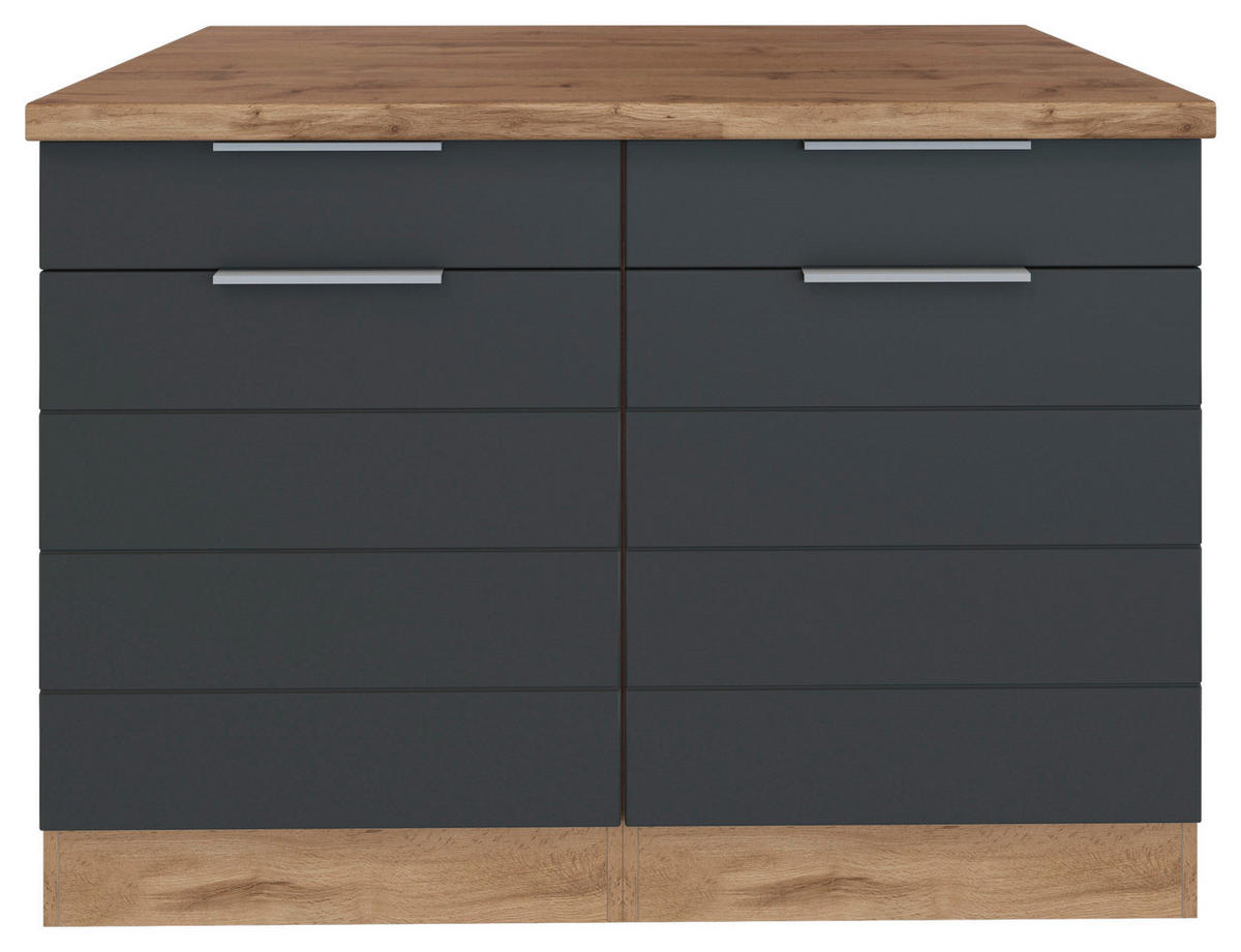 KÜCHENUNTERSCHRANK 120/86/60 cm  in Grau, Eiche Wotan  - Eiche Wotan/Grau, Design, Holzwerkstoff/Metall (120/86/60cm) - Held