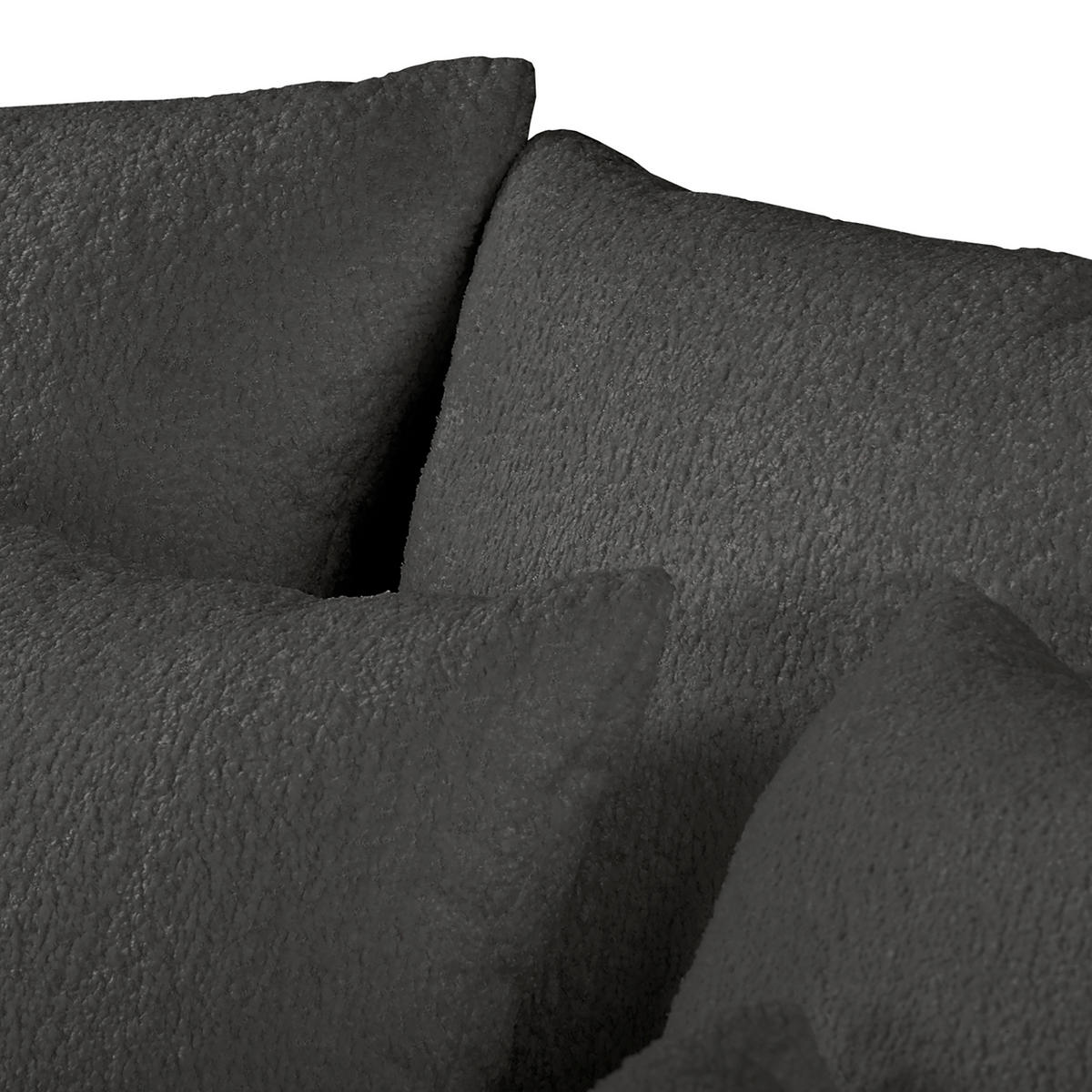 BIGSOFA Teddystoff Dunkelgrau  - Dunkelgrau/Schwarz, Design, Kunststoff/Textil (284/94/148cm) - Livetastic