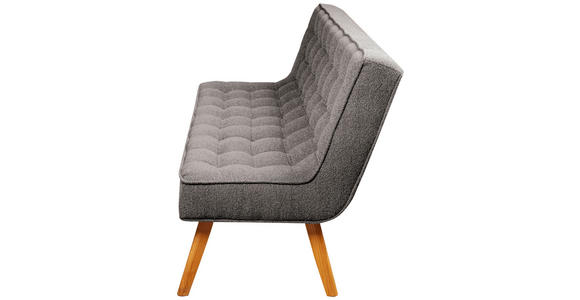 SITZBANK 183/90/79 cm Webstoff Grau Eiche vollmassiv  - Eichefarben/Grau, Design, Holz/Textil (183/90/79cm) - Linea Natura