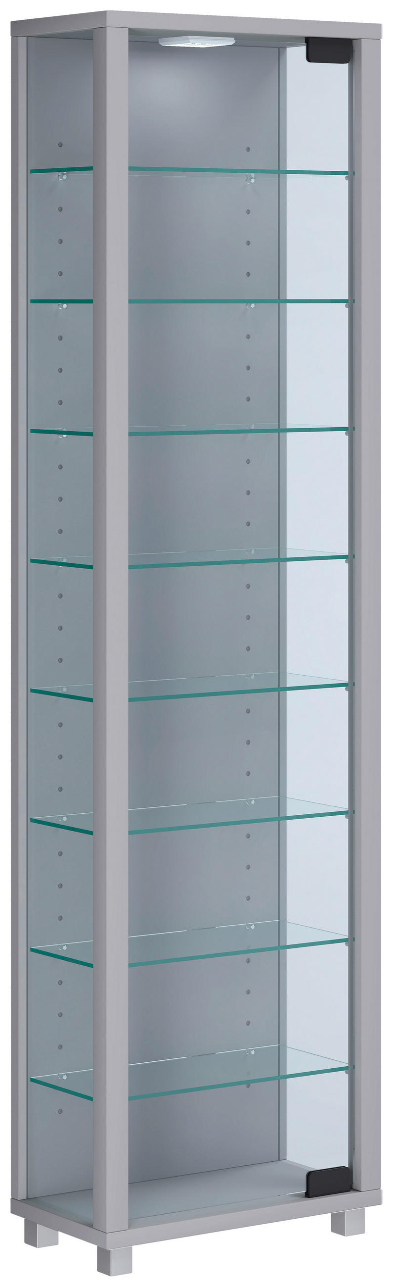 VITRINE in Silberfarben  - Transparent/Silberfarben, Design, Glas/Holzwerkstoff (33/113/18cm) - MID.YOU