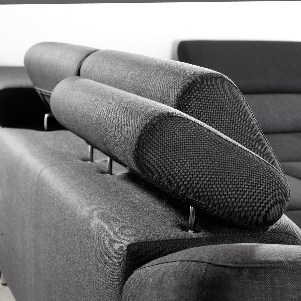 ECKSOFA in Webstoff Schwarz, Dunkelgrau  280/235 cm  - Dunkelgrau/Schwarz, Design, Textil/Metall (280/235cm) - Hom`in