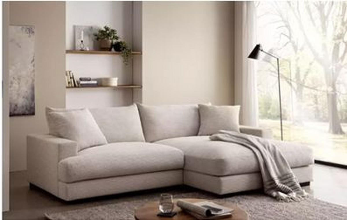 SJEDEĆA GARNITURA drvo, tekstil, drvni materijal  bež   - bež/crna, Moderno, drvni materijal/drvo (267/184cm) - Ti'me