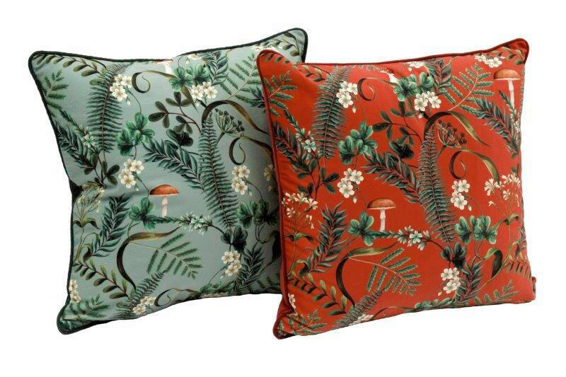 PERNĂ CANAPEA  - roșu/verde jad, Basics, textil (45/45/15cm)