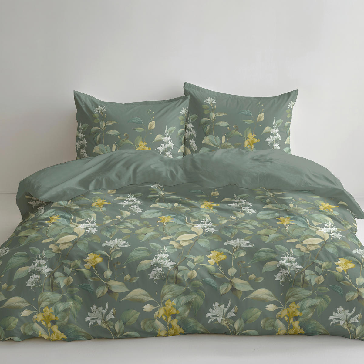 BETTWÄSCHE 3-teilig Satin 200/200 cm  - Dunkelgrün, Design, Textil (200/200cm) - Florella