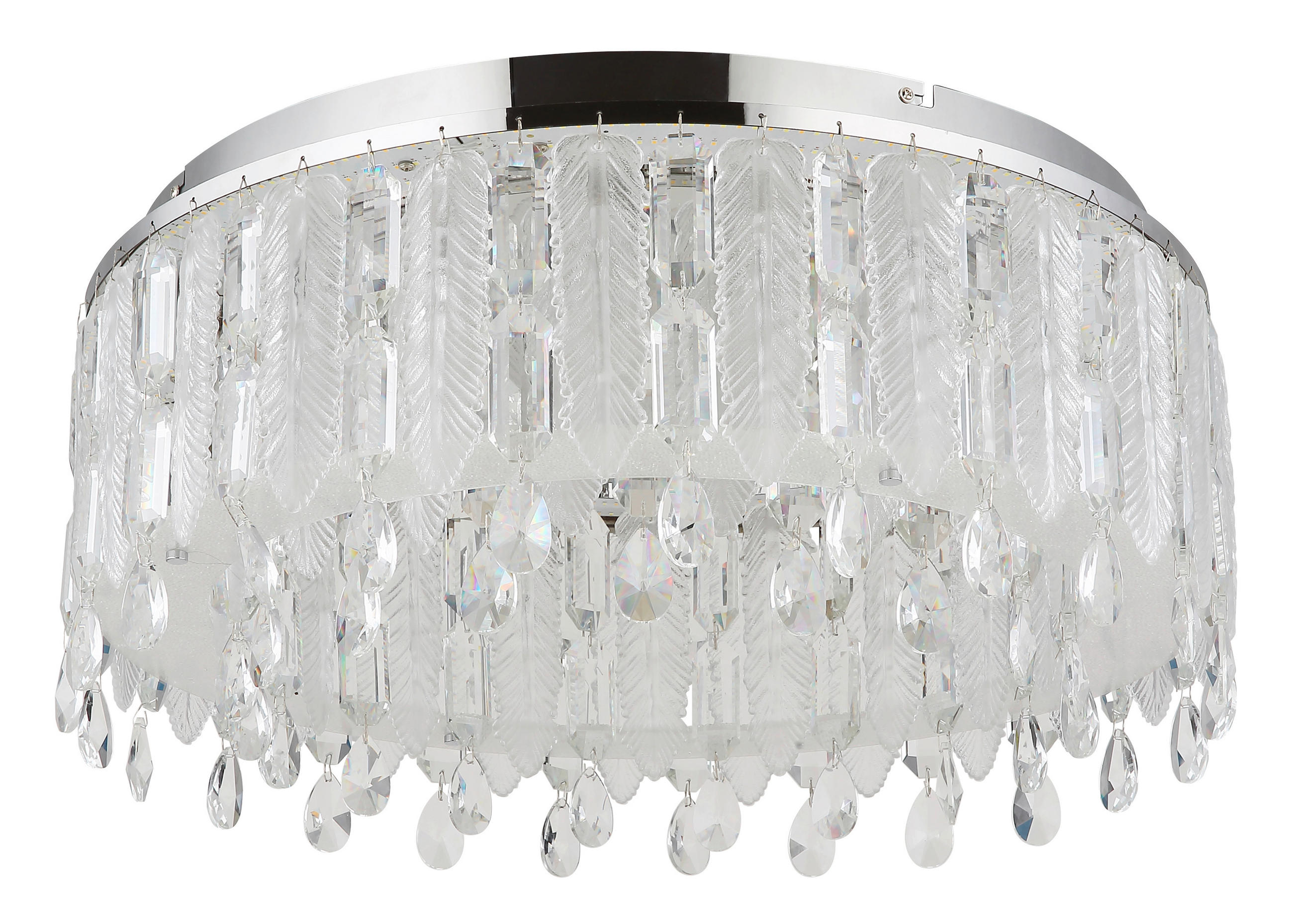 LED-DECKENLEUCHTE 58,5/26,5 cm   - Klar/Chromfarben, LIFESTYLE, Glas/Textil (58,5/26,5cm)