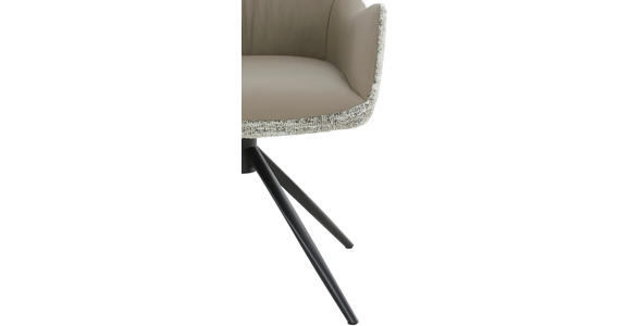 ARMLEHNSTUHL  Sitzfläche 360° drehbar, automatische Rückholfunktion Webstoff Echtleder  - Hellbraun/Schwarz, MODERN, Leder/Textil (57/86,5/61,5cm) - Novel