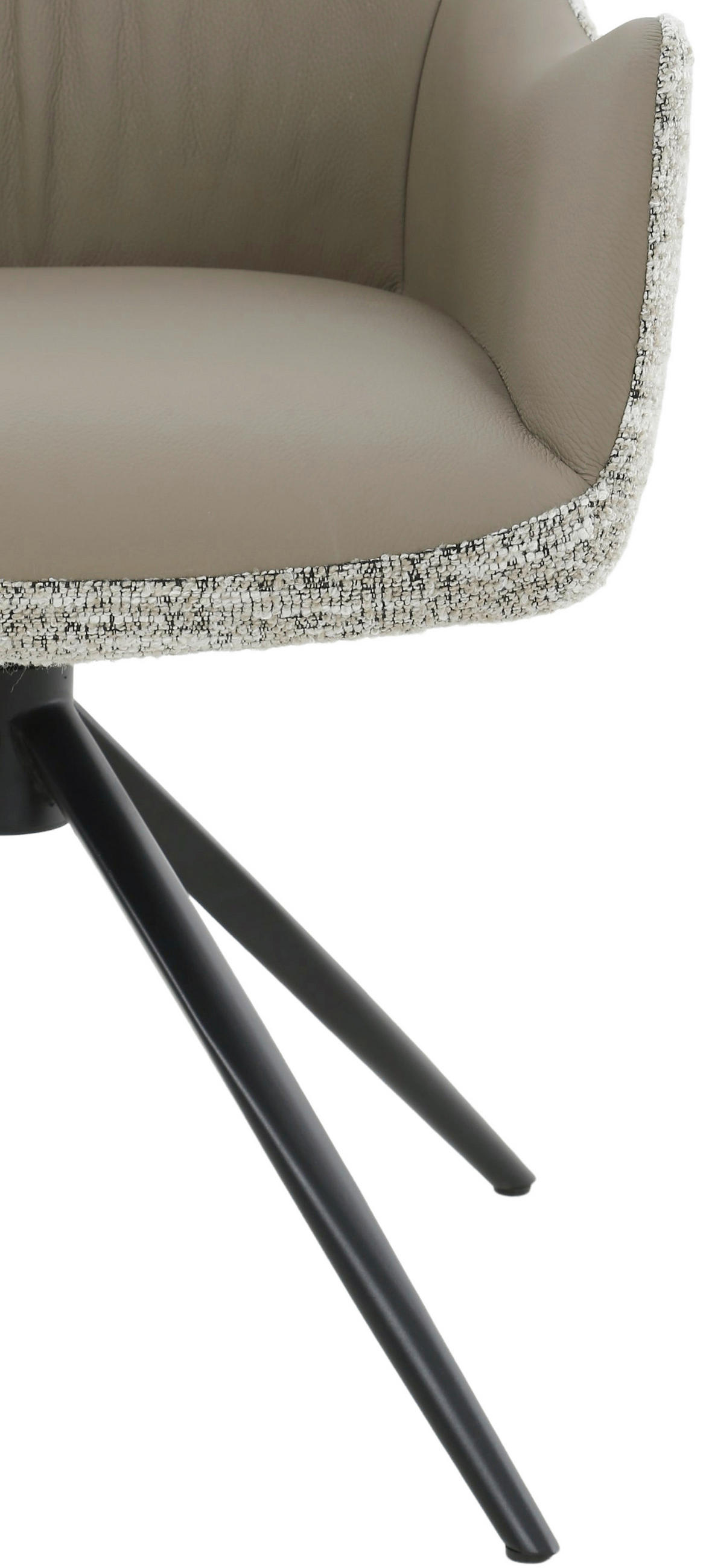 ARMLEHNSTUHL  Sitzfläche 360° drehbar, automatische Rückholfunktion Webstoff Echtleder  - Hellbraun/Schwarz, MODERN, Leder/Textil (57/86,5/61,5cm) - Novel