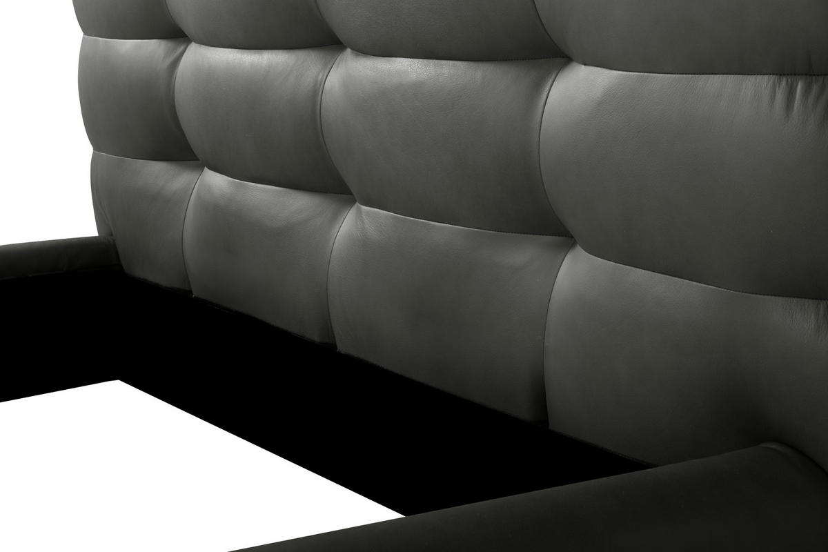 POLSTERBETT gepolstertes Kopfteil Dunkelgrau 180/200 cm  - Dunkelgrau/Schwarz, Design, Leder/Metall (180/200cm) - Esposa