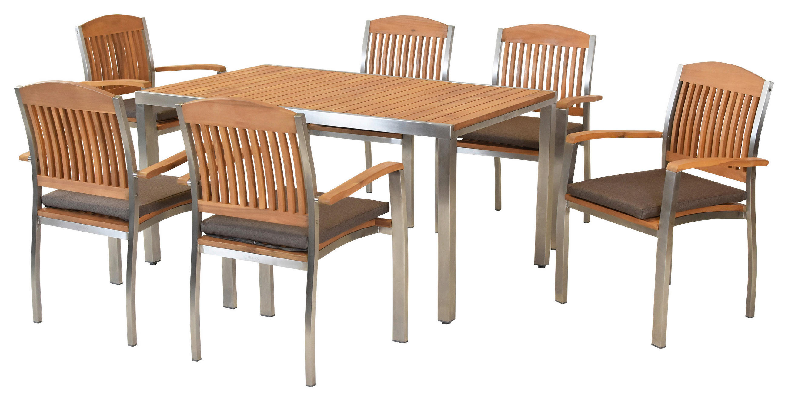 GARTENSET Akazie massiv Stahl  - Edelstahlfarben/Braun, MODERN, Holz/Textil - Gardenson
