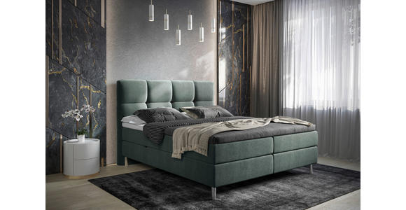 BOXBETT 160/200 cm in Türkis - Türkis/Chromfarben, Design, Holz/Holzwerkstoff (160/200cm) - Esposa