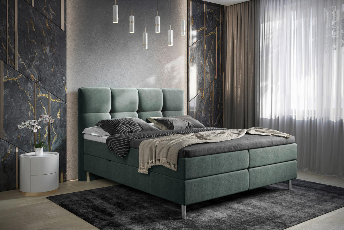 BOXBETT 160/200 cm  in Türkis  - Türkis/Chromfarben, Design, Holz/Holzwerkstoff (160/200cm) - Esposa