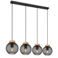 HÄNGELEUCHTE 95/20/120 cm   - Schwarz/Braun, Basics, Holz/Metall (95/20/120cm) - Globo