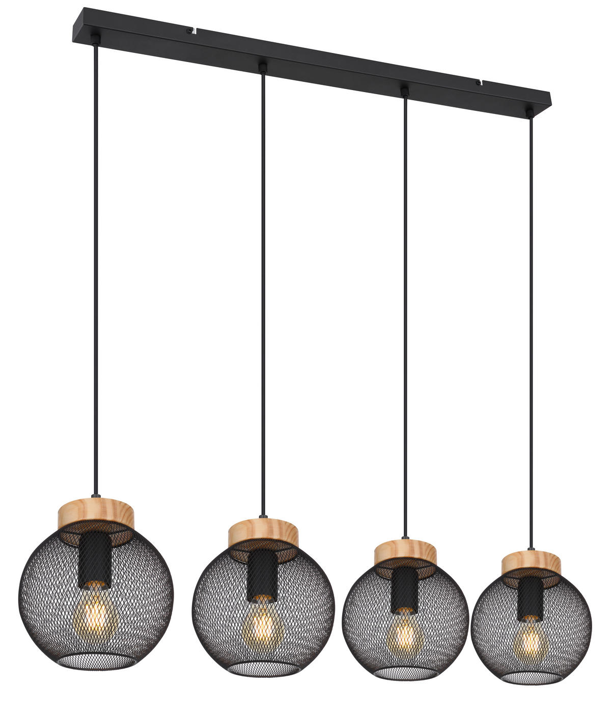HÄNGELEUCHTE 95/20/120 cm   - Schwarz/Braun, Basics, Holz/Metall (95/20/120cm) - Globo