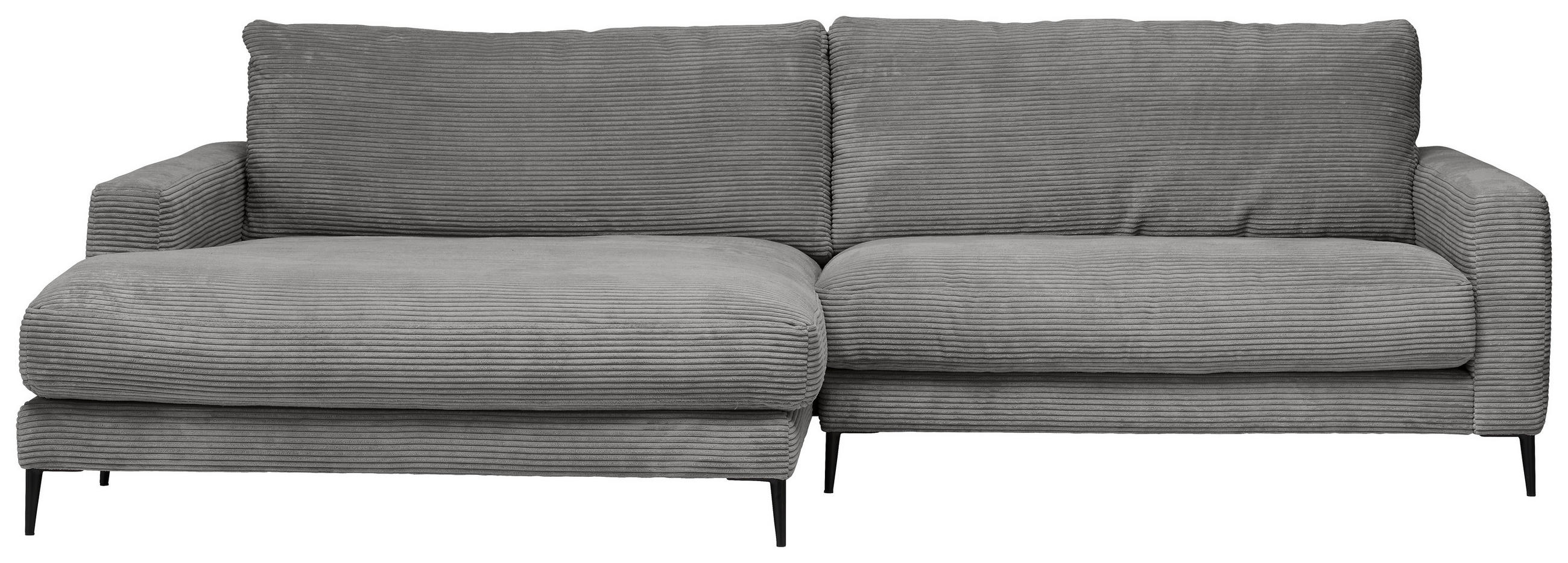ECKSOFA in Cord Dunkelgrau  - Dunkelgrau/Schwarz, Design, Textil/Metall (190/272cm) - Lomoco