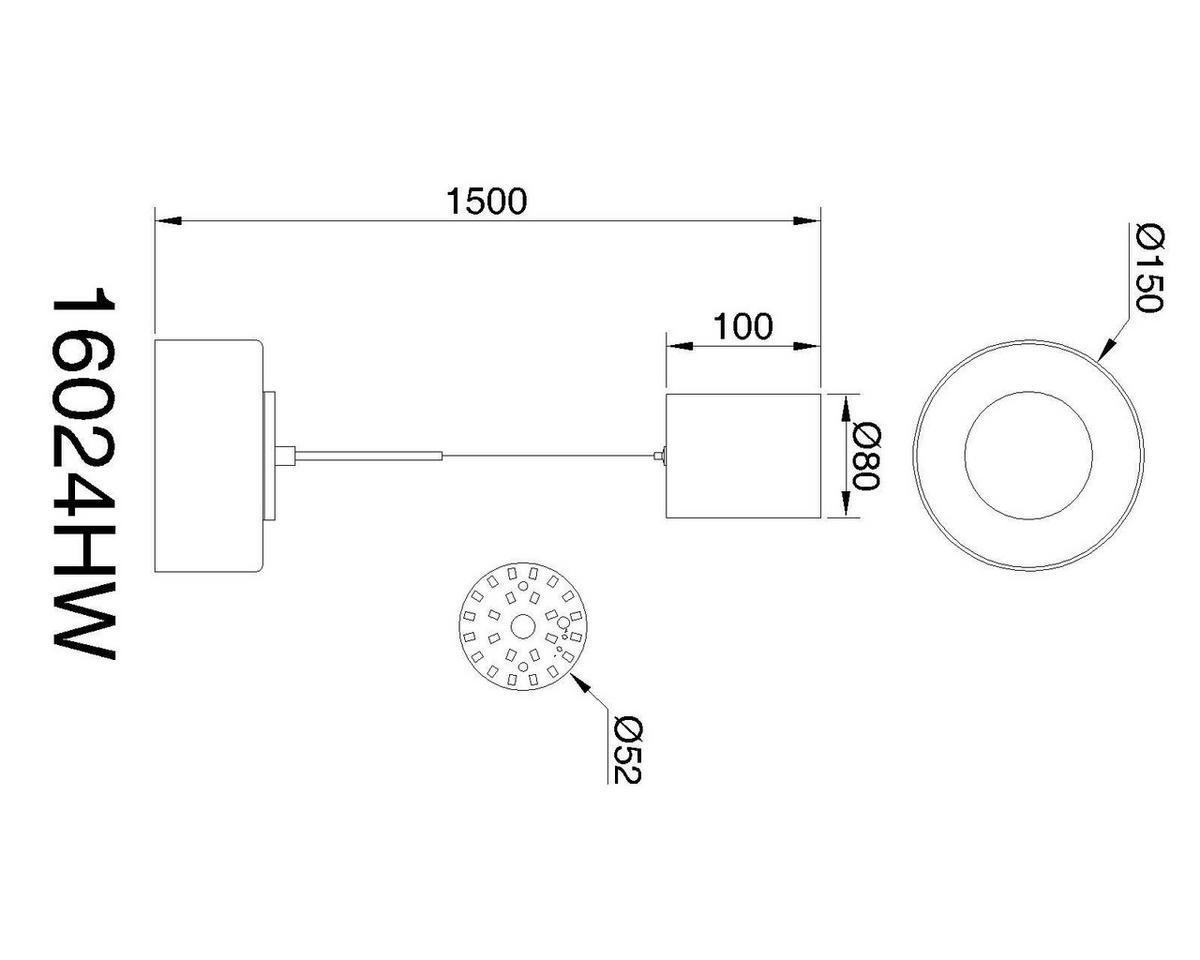 LED-HÄNGELEUCHTE 15/150 cm  - Klar/Opal, Design, Glas/Kunststoff (15/150cm) - Globo