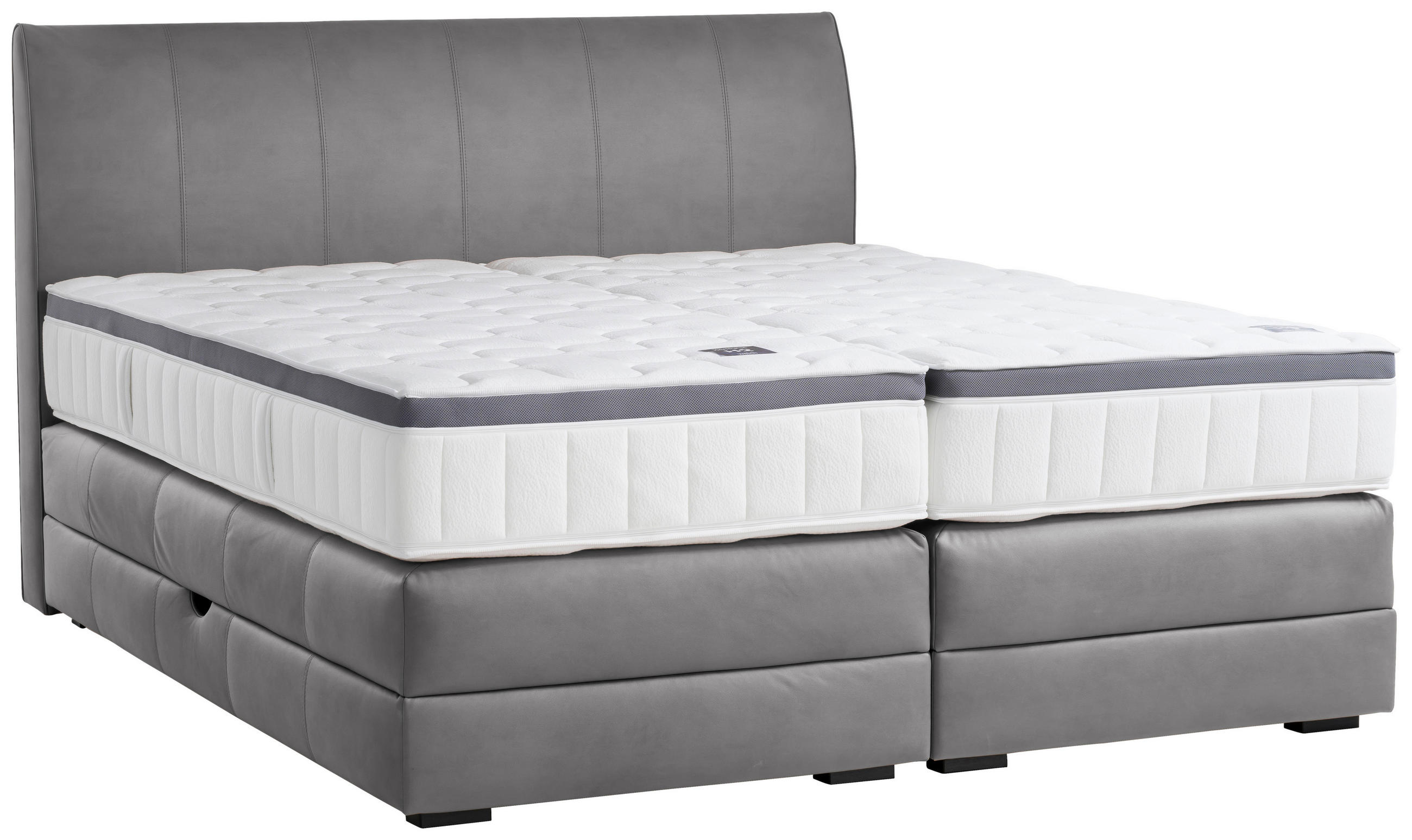 BOXSPRINGBETT 200/200 cm,  in Grau, Bettkasten, Topper, Matratzen, H3 + H4 = fest + sehr fest  - Wengefarben/Grau, KONVENTIONELL, Holz/Textil (200/200cm) - Novel