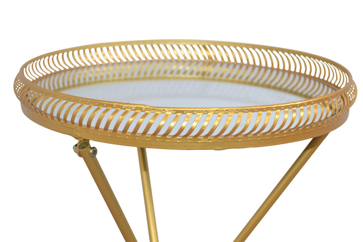 BEISTELLTISCH 40/40/71 cm Goldfarben rund  - Goldfarben, Design, Glas/Metall (40/40/71cm) - MID.YOU