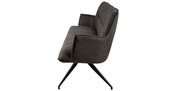 SITZBANK 203,5/87/64 cm Mikrofaser Schwarz, Dunkelgrau  - Dunkelgrau/Schwarz, Design, Textil/Metall (203,5/87/64cm) - Novel