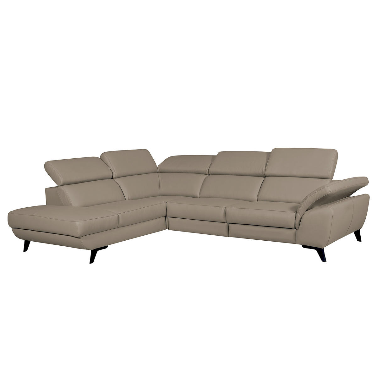 ECKSOFA DALLAS in Echtleder Taupe  228/283 cm  - Taupe/Schwarz, Design, Leder/Metall (228/283cm) - Livetastic