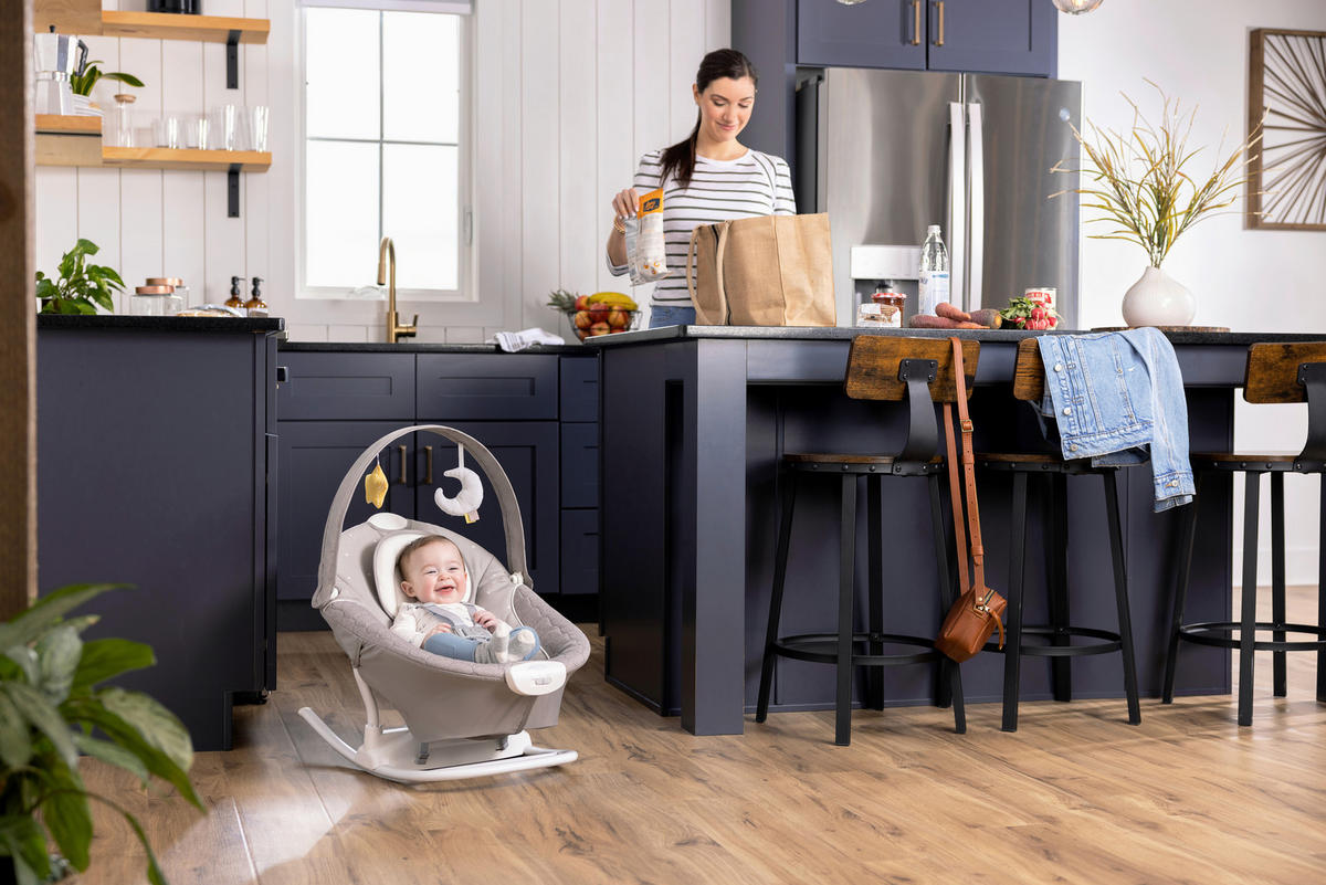 SCHAUKELWIPPE SOFTSWAY  - Weiß/Grau, Basics, Textil/Metall (72,8/89,3/91,5cm) - Graco