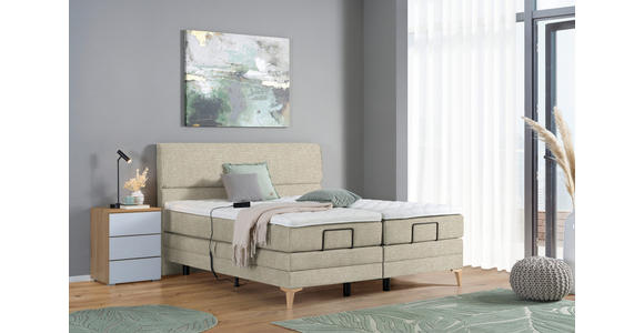 BOXSPRINGBETT 180/200 cm in Beige - Eichefarben/Beige, KONVENTIONELL, Holz/Textil (180/200cm) - Voleo