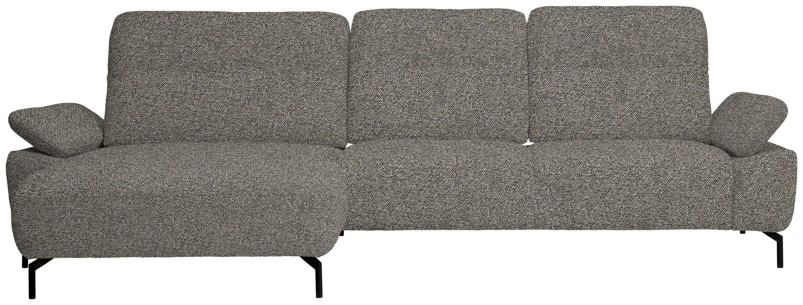 ECKSOFA in Flachgewebe, Chenille Hellbraun  - Hellbraun/Schwarz, Design, Textil/Metall (165/318cm) - Xora