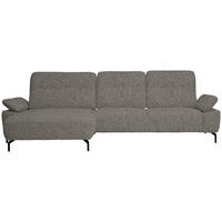ECKSOFA in Flachgewebe, Chenille Hellbraun  - Hellbraun/Schwarz, Design, Textil/Metall (165/318cm) - Xora