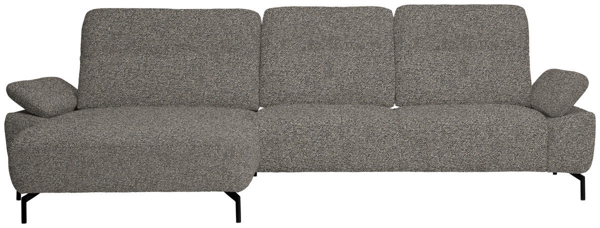 ECKSOFA in Flachgewebe, Chenille Hellbraun  - Hellbraun/Schwarz, Design, Textil/Metall (165/318cm) - Xora