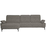 ECKSOFA in Chenille, Flachgewebe Hellbraun  - Hellbraun/Schwarz, Design, Textil/Metall (165/318cm) - Xora