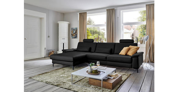 ECKSOFA  in Echtleder Schwarz  176/334 cm  - Schwarz, Design, Leder/Metall (176/334cm) - Dieter Knoll